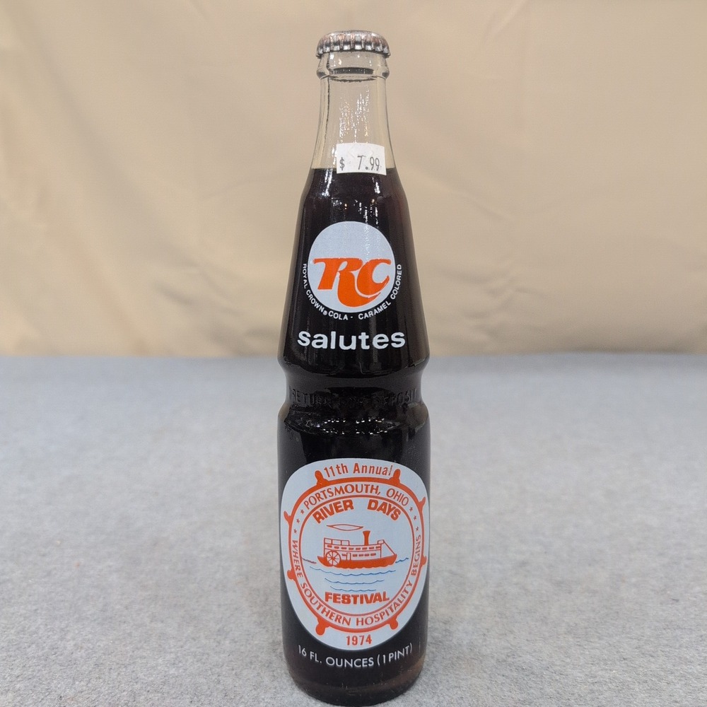 VTG 1974 RC Cola Portsmouth‎ Ohio River Days Festival Commemorative Bottle 16oz